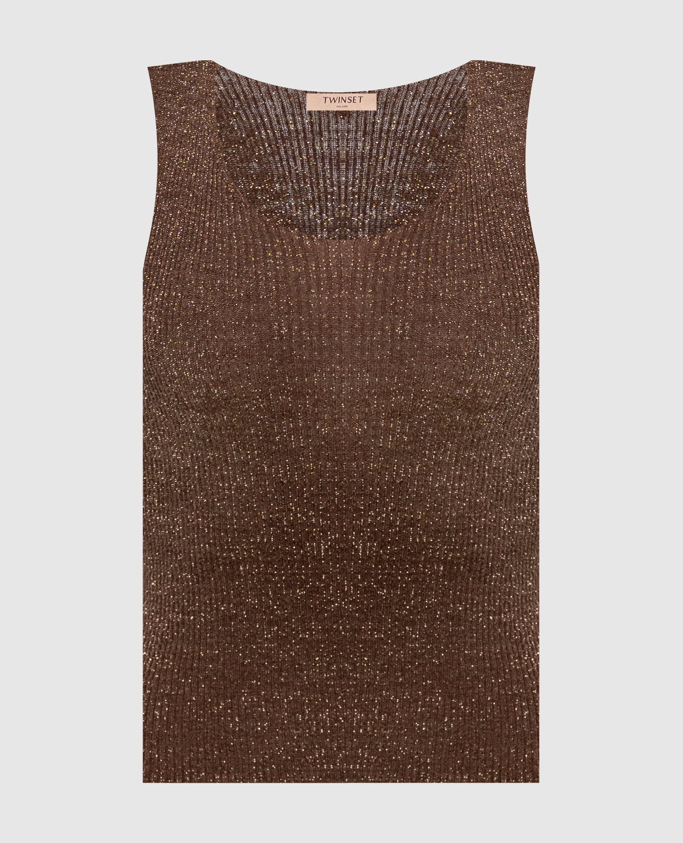 Коричневый топ с люрексом