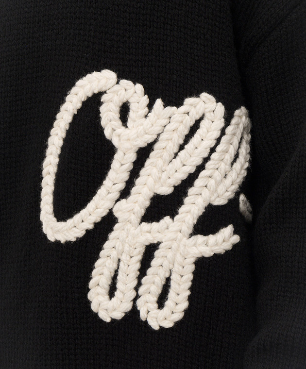 Off-White Черный свитер из шерсти с фактурной вышивкой логотипа 44MHE212F26K002 изображение 5