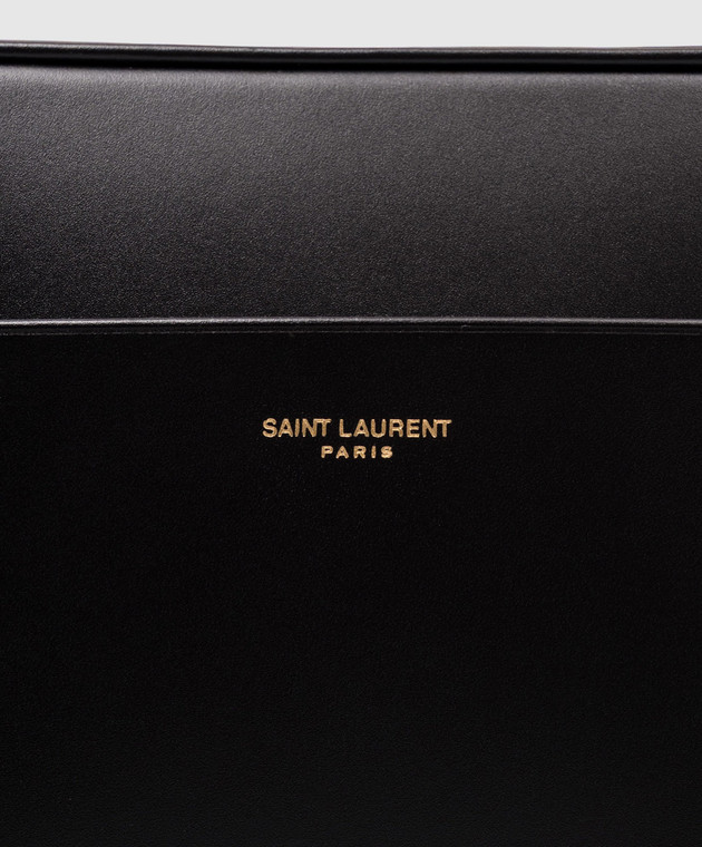 Saint Laurent Черная кожаная сумка кросс-боди с логотипом 8378192R20W изображение 4