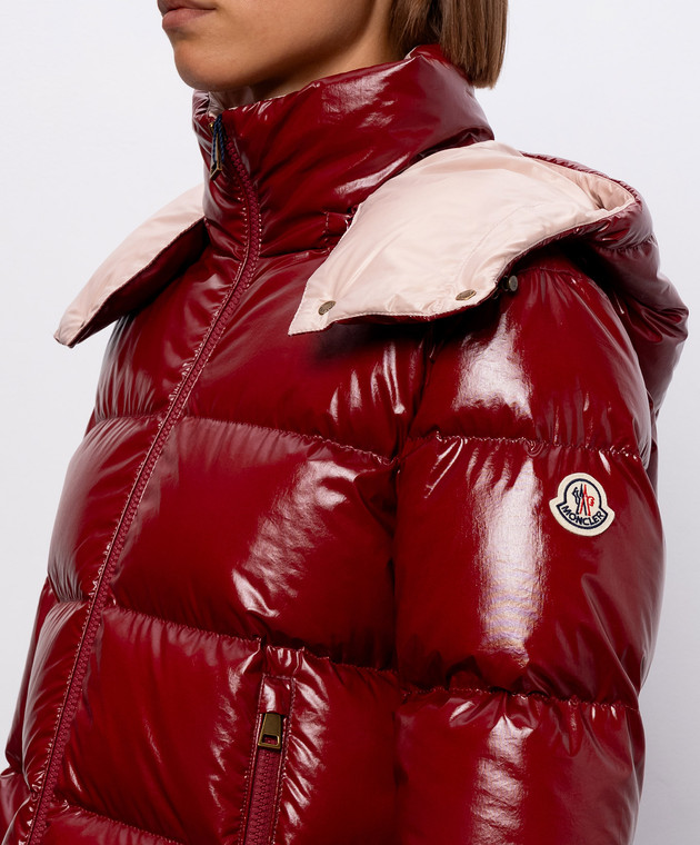 Moncler Бордовый пуховик Niveole с нашивкой логотипа L20931A00031597EU изображение 5