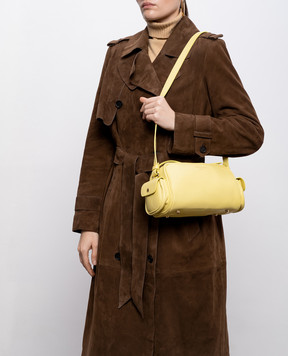 Christian Villa Желтая кожаная сумка с принтом логотипа 06494
