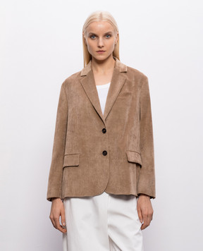 Brunello Cucinelli Коричневый вельветовый жакет MG5477201P