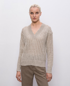 Brunello Cucinelli Бежевий пуловер з льону MCO559702