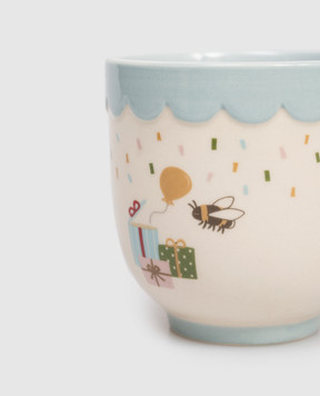 Bloomingville Бежева дитяча керамічна чашка Celebrate з принтом 82063087