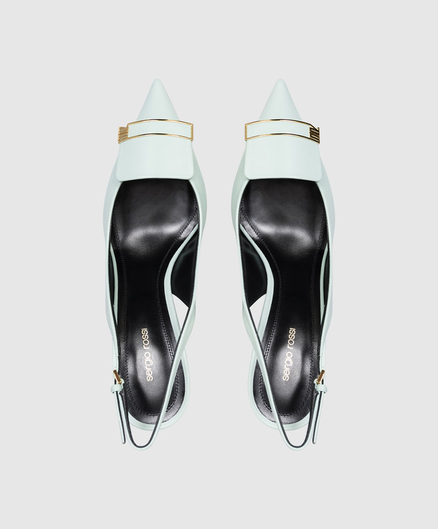 Sergio Rossi Зелені шкіряні слінгбеки з монограмою B14501MMVN13 зображення 4