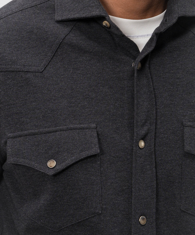 Brunello Cucinelli Серая рубашка ME8546666P изображение 5