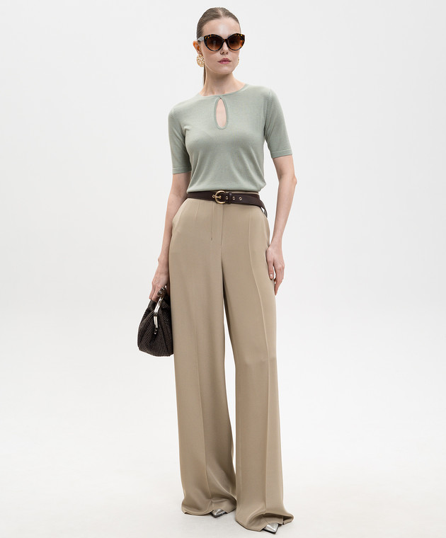 Max Mara Зеленая футболка VALIDO из шелка и кашемира MXPVALIDO изображение 2