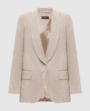Peserico Бежевый жакет с леном с люрексом E0123200598