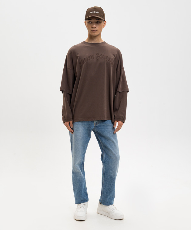 Palm Angels Коричневий лонгслів з логотипом PMAB05KS26JER001 зображення 2