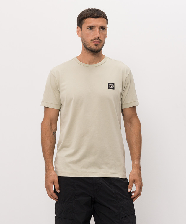Stone Island Футболка кольору хакі з контрастною нашивкою логотипа L2S152100027S0013 зображення 3