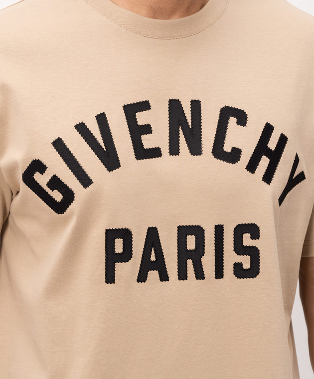Givenchy Бежева футболка з нашивкою логотипа BM71NK3YRS зображення 5