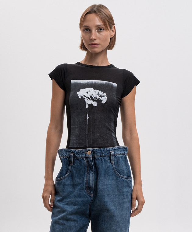 Balenciaga Черная футболка с принтом 871745TUVP9 изображение 3