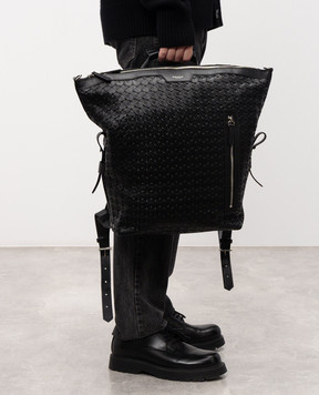 Serapian Чорний шкіряний рюкзак з логотипом SRMOSMLL732730A001