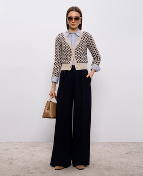 Max Mara Бежевый кардиган MXMMASTRO из шерсти и кашемира в узор MXMMASTRO