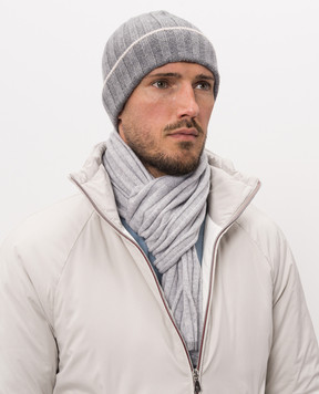 Brunello Cucinelli Серый шарф из кашемира M2240819