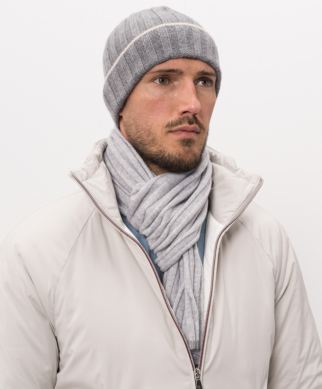 Brunello Cucinelli Серый шарф из кашемира M2240819 изображение 2