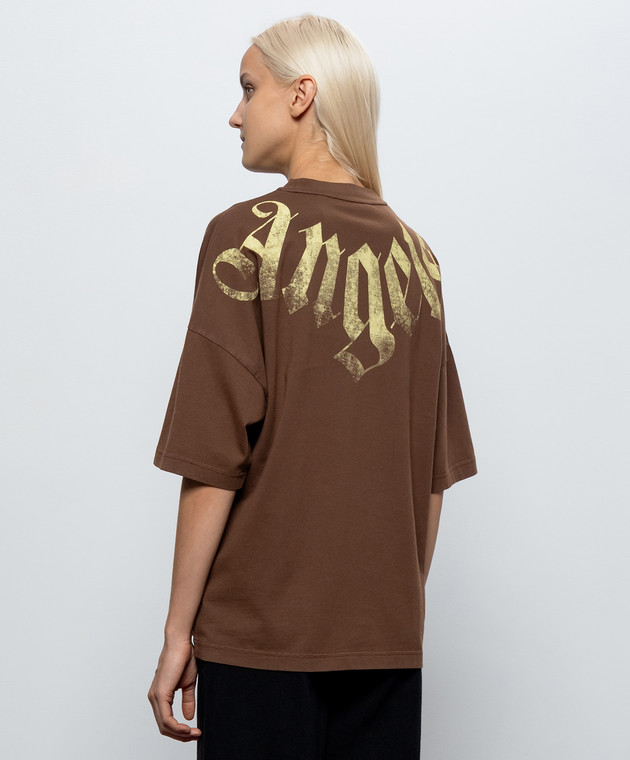 Palm Angels Коричнева футболка з принтом логотипа PAMAA003JR001w зображення 4
