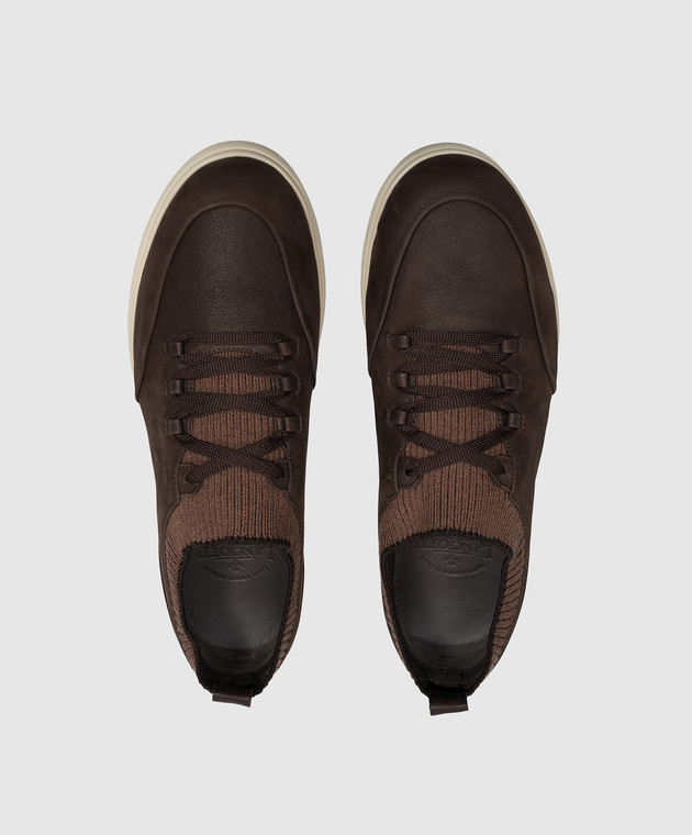 Lanciotti De Verzi Темно-коричневые кроссовки из нубука SNEAKERS изображение 4