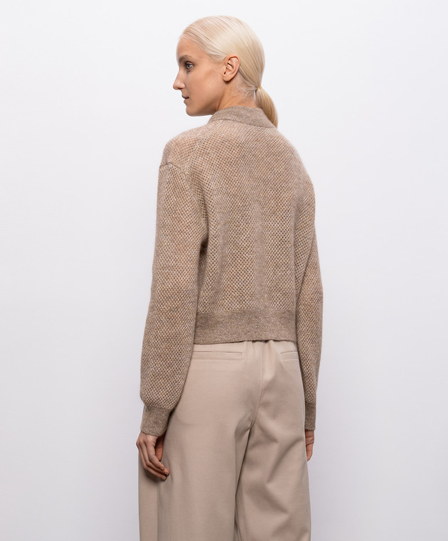 Brunello Cucinelli Коричневий кардиган з вовною з люрексом MGG270506P зображення 4