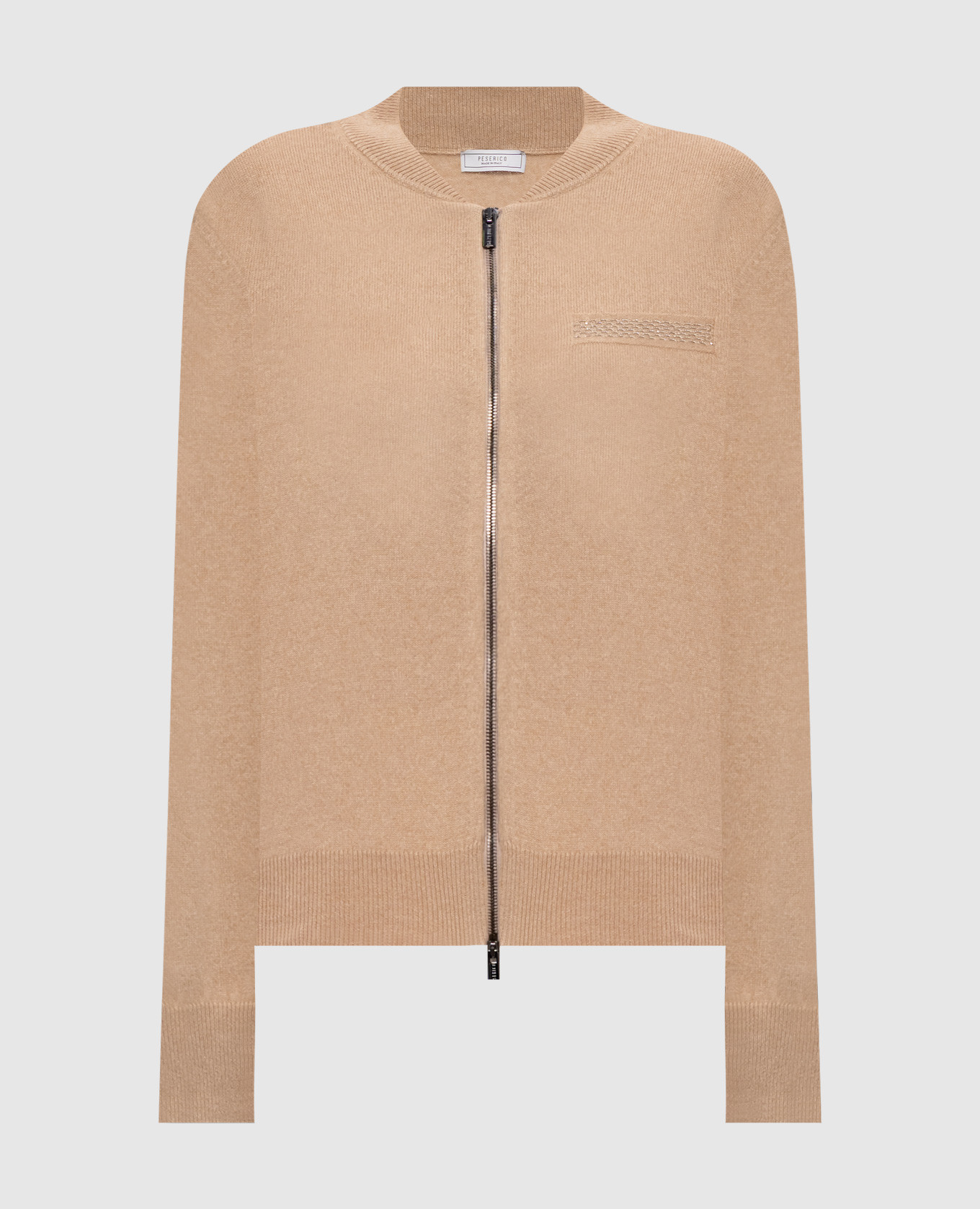 Бежевый кардиган из шерсти, шелка и кашемира