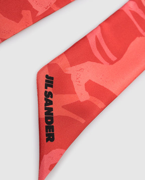 Jil Sander Красная твилья лента из шелка в узор с логотипом J53TF0005J40084