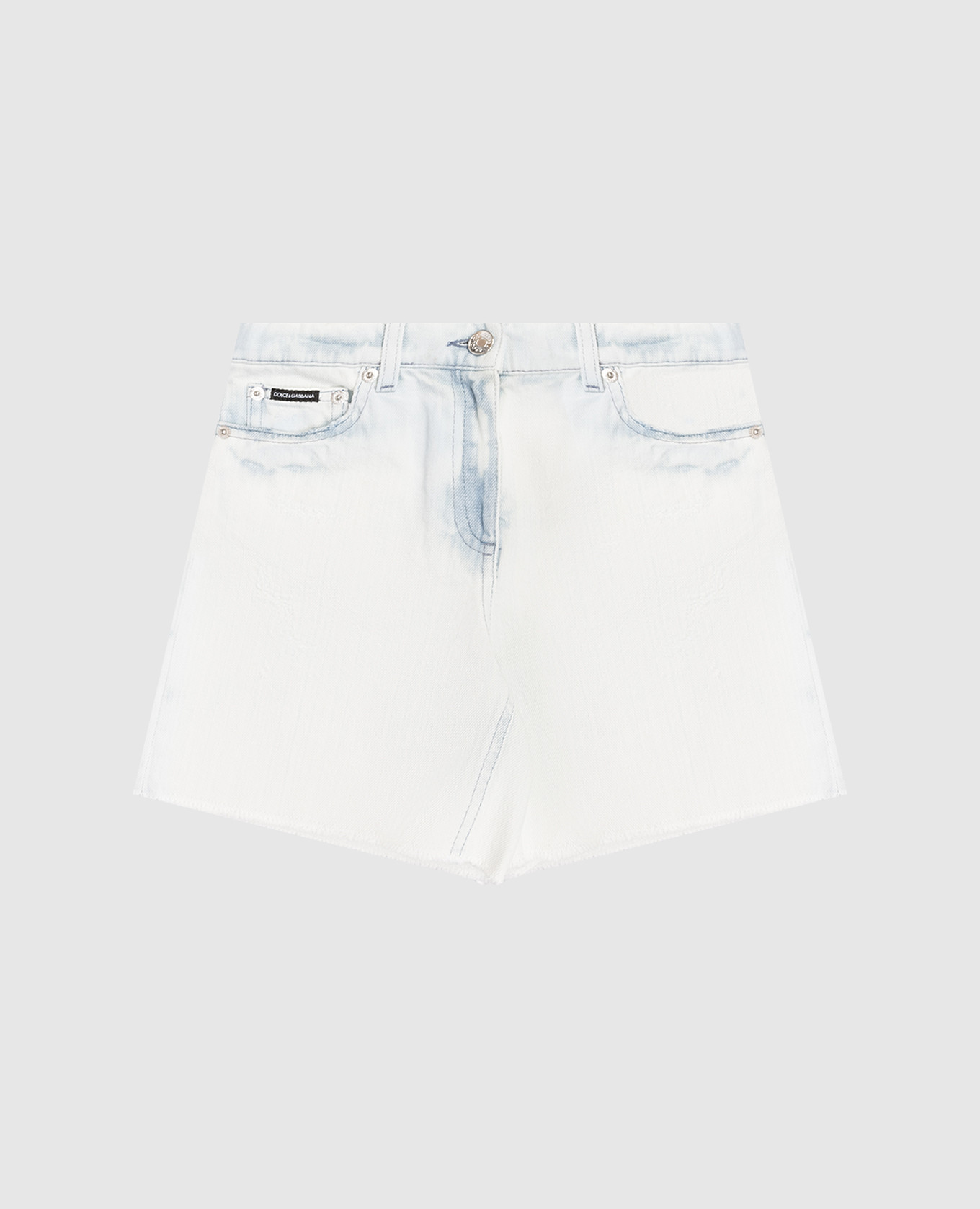 

Детские джинсовые шорты с патчем логотипа, Голубой, Шорты