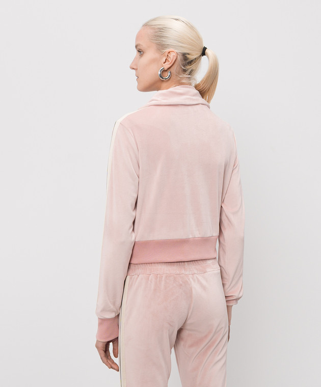 Palm Angels Розовая велюровая спортивная куртка Chenille PWBD045S26FAB001 изображение 4
