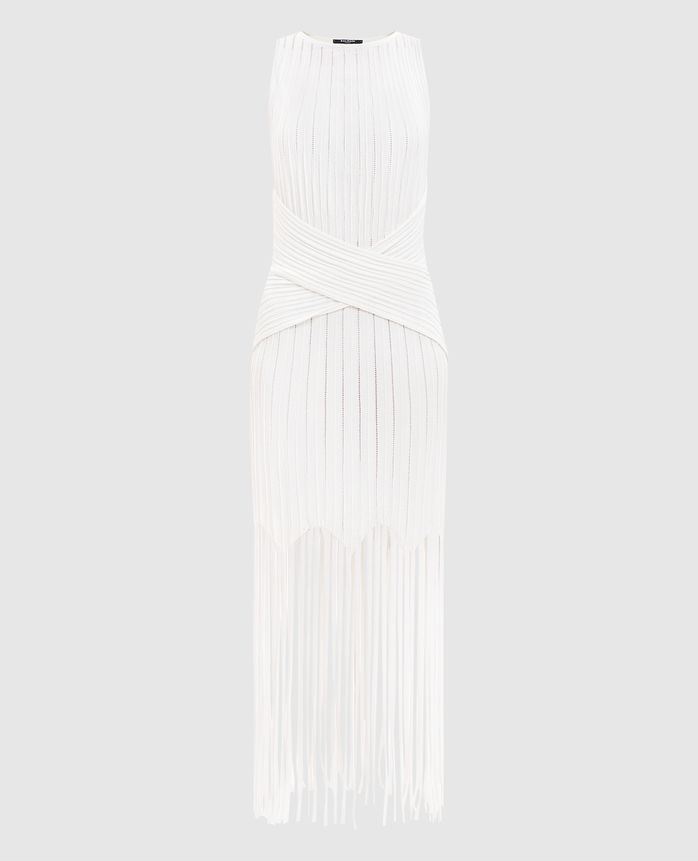 Платье цвета айвори с бахромой