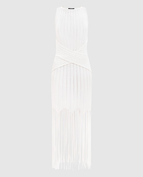 Balmain Сукня кольору айворі з бахромою GF0R5176KJ63