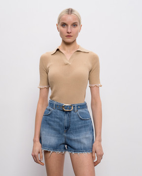 Twinset Бежевый топ с рюшами 261TF3010