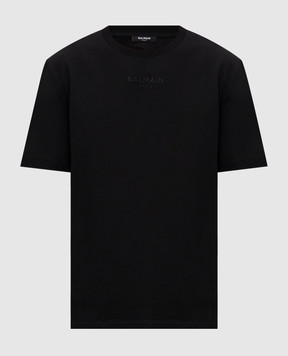 Balmain Чорна футболка з вишивкою логотипа GH0EG000BD10