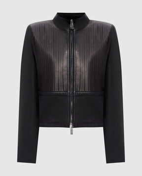 Versace Черная кожаная куртка с тиснением логотипа 10247461A17483