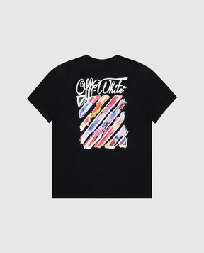 Off-White Дитяча чорна футболка з принтом логотипа 44GAA001S26J003