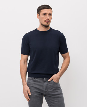 Canali Футболка синього кольору з бавовни MK02460C1161