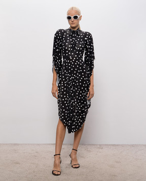 Vetements Черное платье в горох с акцентными плечами WH27DR138BD