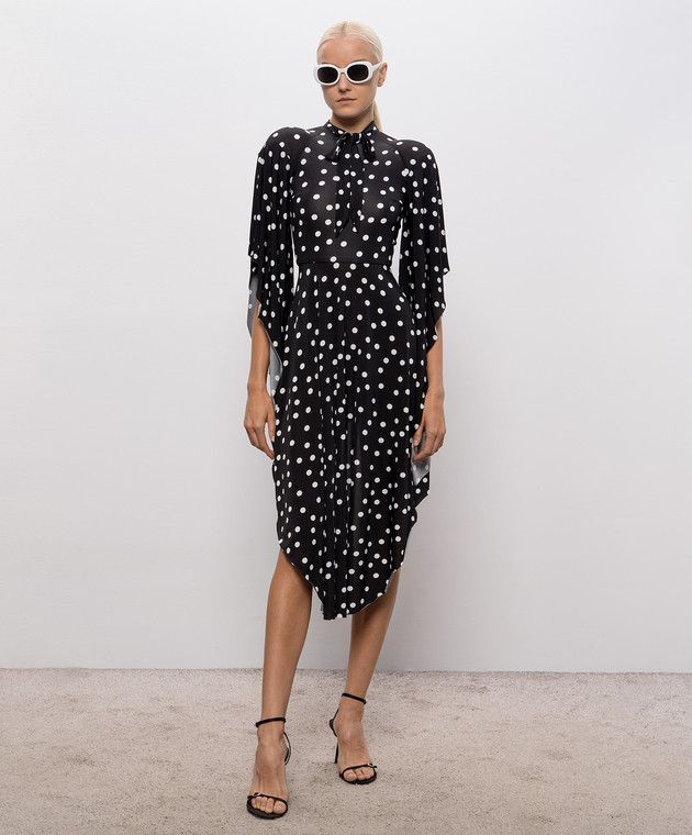 Vetements Черное платье в горох с акцентными плечами WH27DR138BD изображение 2