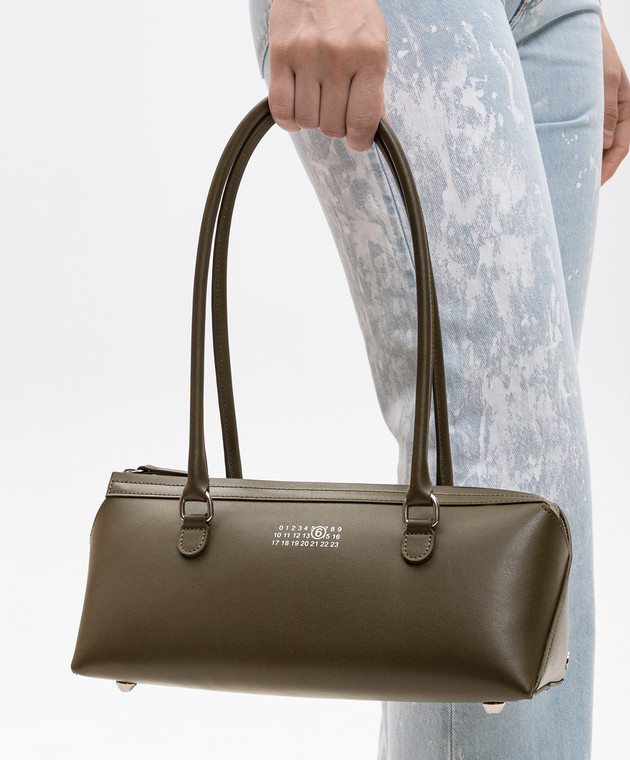 Maison Margiela MM6 Кожаная сумка Bauletto цвета хаки SB6ZH0040P9061 изображение 2