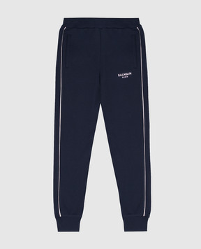 Balmain Детские синие джоггеры с фактурным логотипом BZ6I10Z31831214