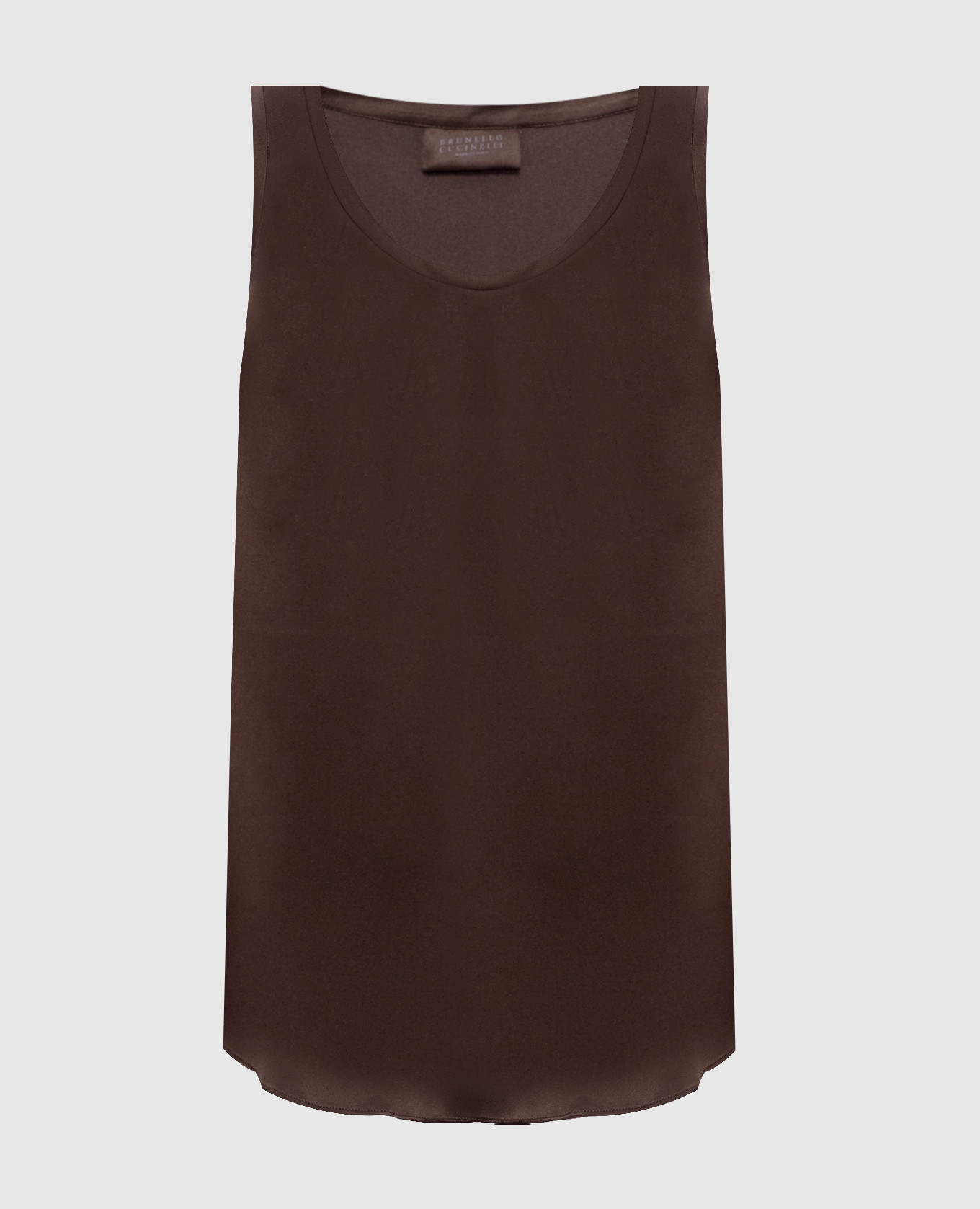 Коричневый топ из шелка