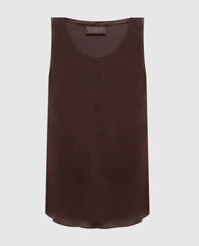 Brunello Cucinelli Коричневый топ из шелка MPC59E0600