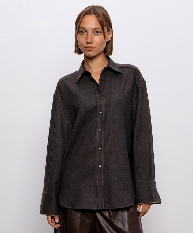 Brunello Cucinelli Коричневая рубашка из шерсти MP550M1M06 изображение 3