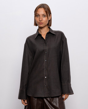 Brunello Cucinelli Коричневая рубашка из шерсти MP550M1M06