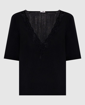 Balmain Чорний топ з мереживом TO0000000013