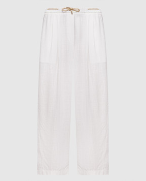 Herno Штани кольору айворі з льоном PT000222D12689