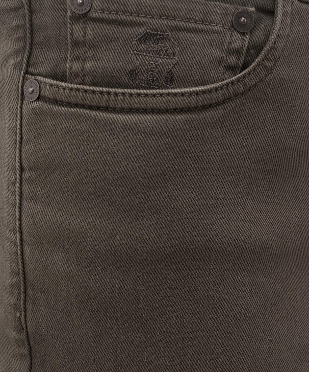 Brunello Cucinelli Джинсы цвета хаки с логотипом патча M277PO2090 изображение 5