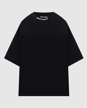 Palm Angels Черная футболка с контрастным логотипом PMAA10BS26JER001