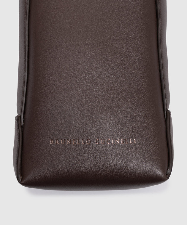 Brunello Cucinelli Коричневая кожаная сумка с тиснением логотипа MWXAD2739P изображение 4