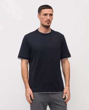 Brunello Cucinelli Синяя футболка прямого кроя M0B137427