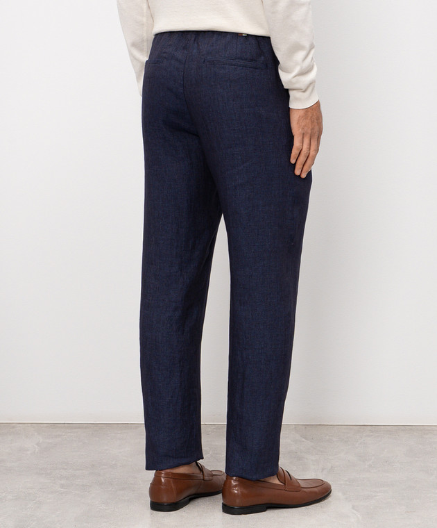 Canali Сині штани з льону AE05958U97003 зображення 4