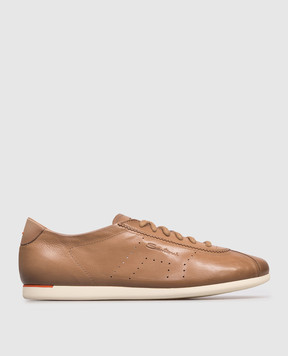 Santoni Коричневі шкіряні кросівки з тисненням логотипа WBYR61449TIRTFIY